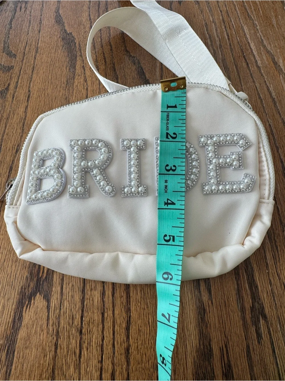 White BRIDE Pearl Rhinestone Crossbody Belt Bag Fanny Pack Bridal Bachelorette